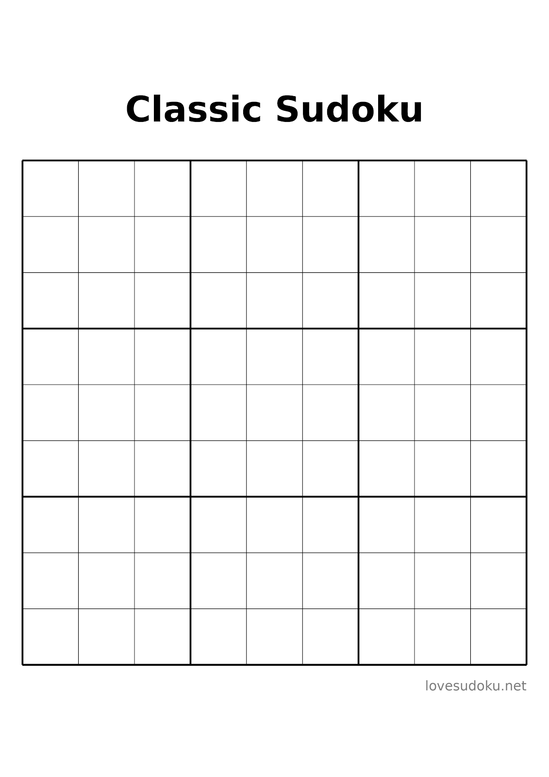 blank sudoku grid to print